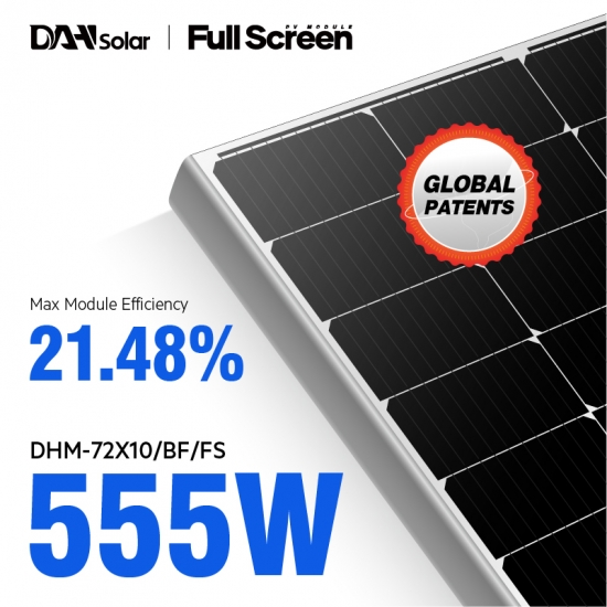 Solárny panel DAH Solar 545Wp / 654Wp obojstranný strieborný DHM-72X10/BF/FS - odber 1ks a viac