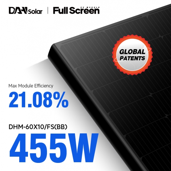 Solárny panel DAH Solar 455Wp Fullblack DHM-T60X10/FS(BB) - odber 1ks a viac