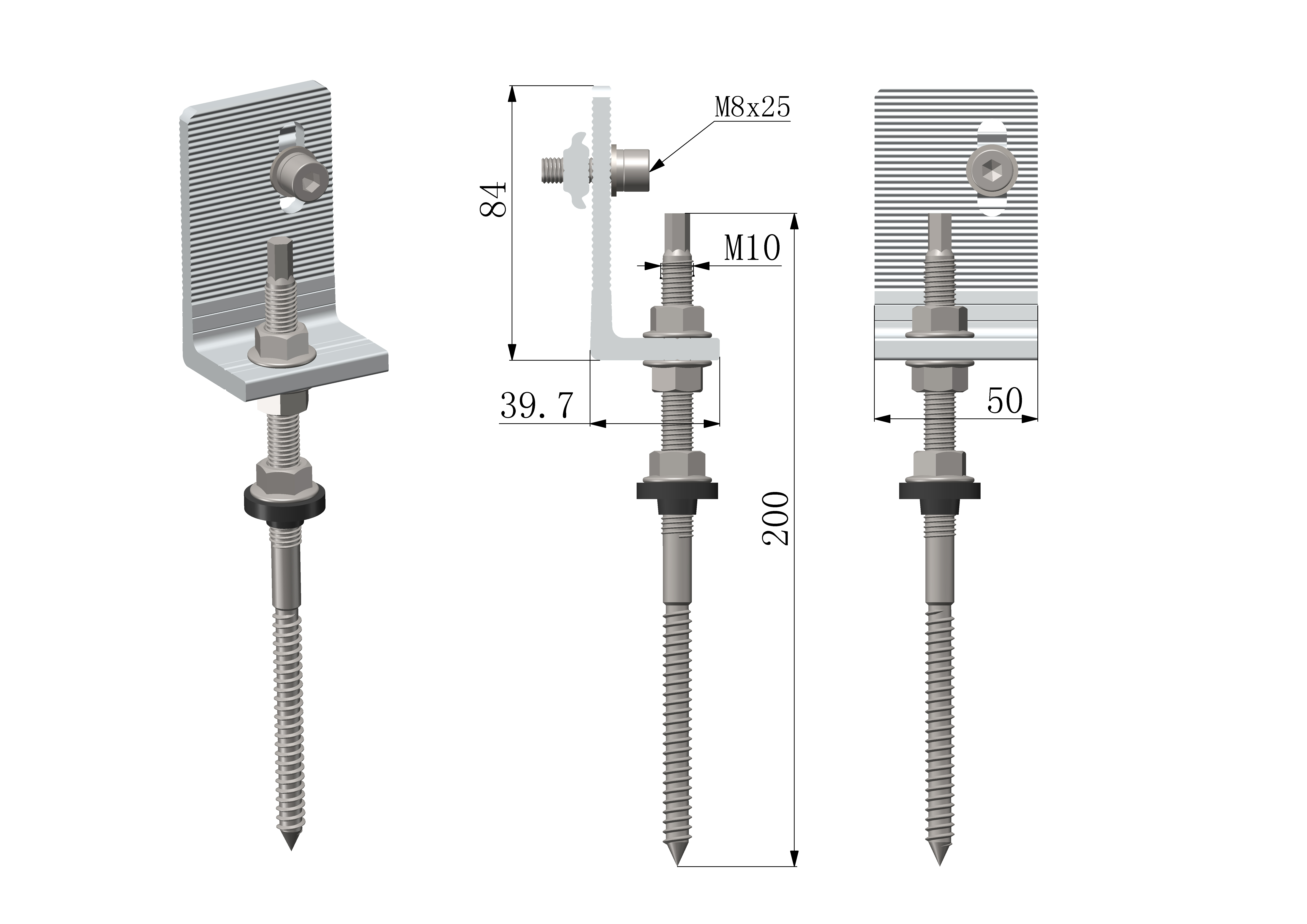 PRAKTIS SK ProfiSol - SET - Kombinovaná skrutka M10x200 nerezová s L adaptérom typ B