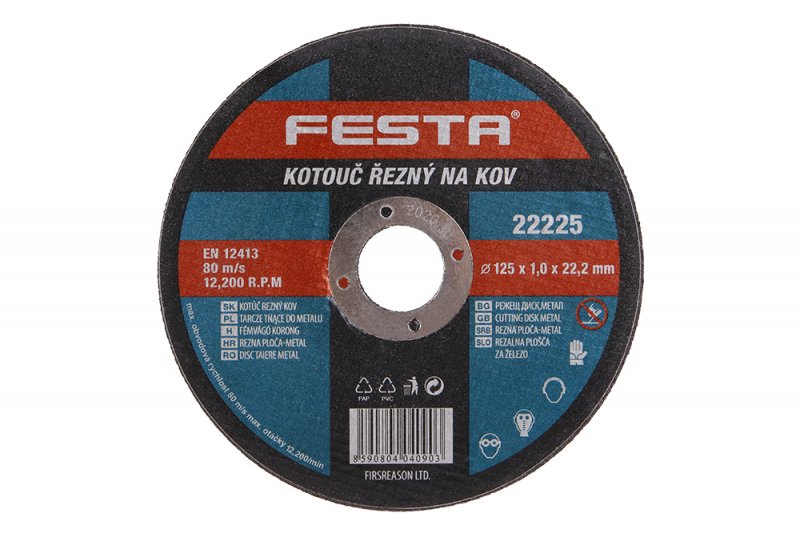 Kotúč rezný na kov a nerez 125x1.0x22.2 FESTA