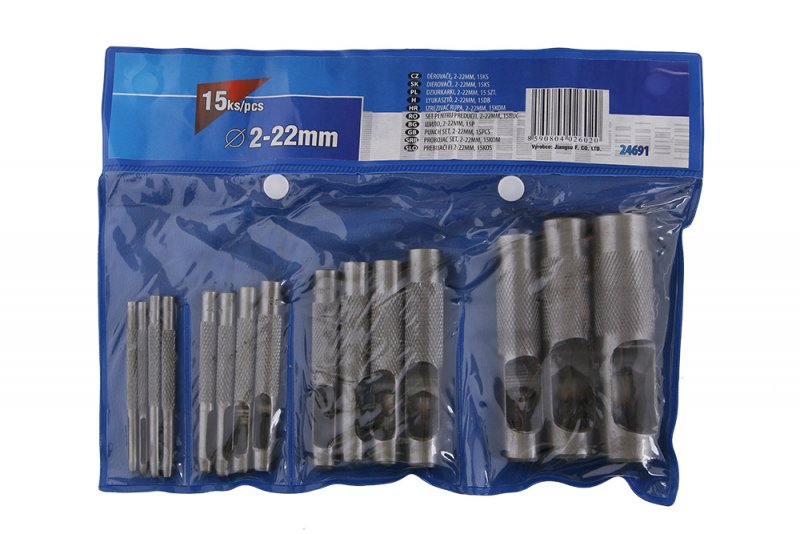 Dierovače 2-22mm, set 15ks