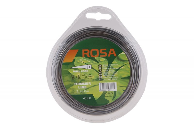 Struna do kosačky  2.4mm x 15m štvorec s nylonovým stredom