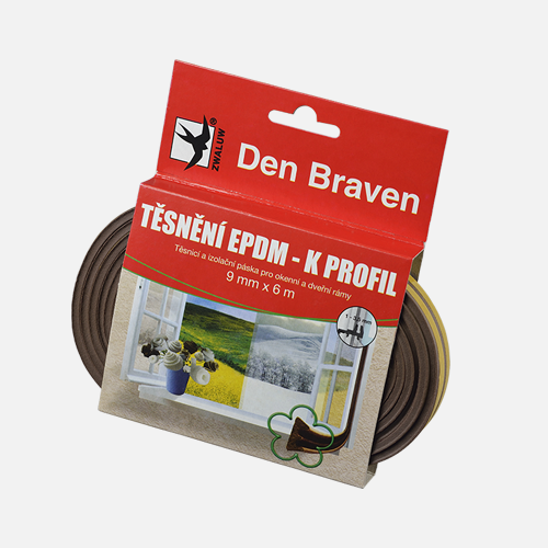 Den Braven Tesniace profily z EPDM gumy K-profil 9 x 4 mm - 6 m hnedá