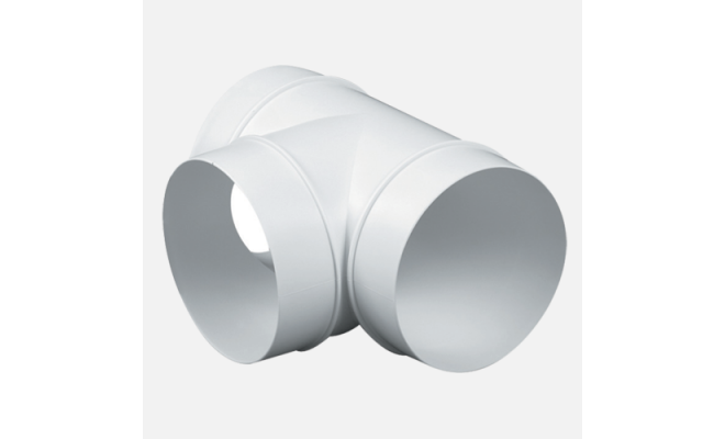 Tvarovka okrúhla T-kus 3 x Ø100 mm, ABS, biela