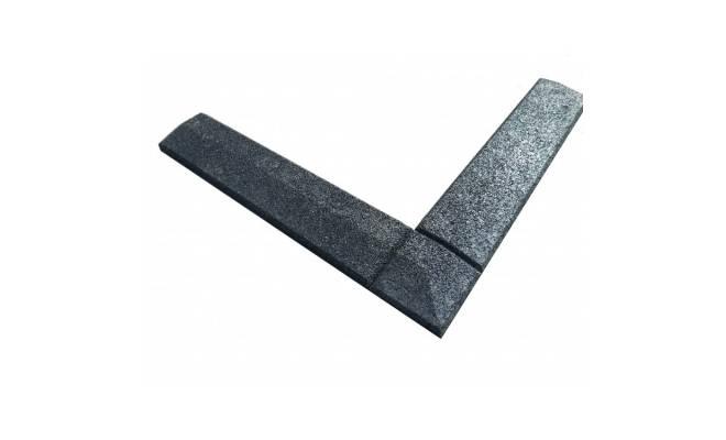 Gumová dlažba nábehová hrana priama 500 x 107 mm x 25 mm čierna - 1 ks