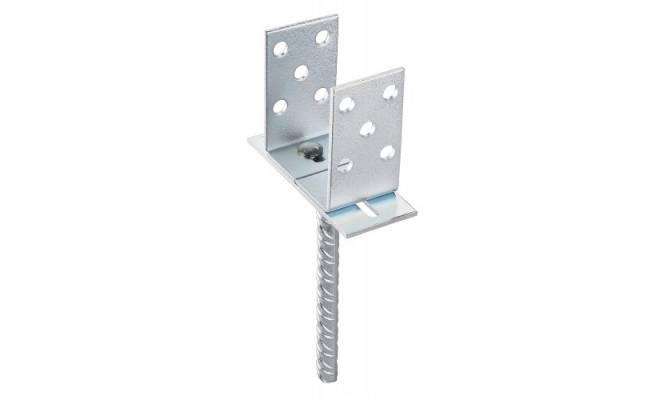 Pätka stĺpika U nastaviteľná 80-160x70x100 mm, tŕň Ø18x200mm, hrúbka 4mm, pozink