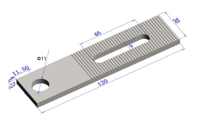 ProfiSol - Plochý adaptér 120x30mm, Ø11mm, drážka 9mm, nerez