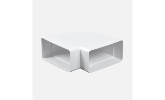 Koleno vodorovné ploché 90°, 2 x 110 x 55 mm, ABS, biela