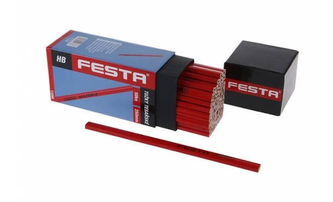 Ceruzka tesárska HB červený lak 250mm sada 50ks FESTA