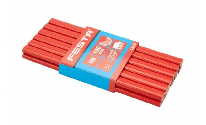 Ceruzka tesárska HB červený lak 180mm FESTA