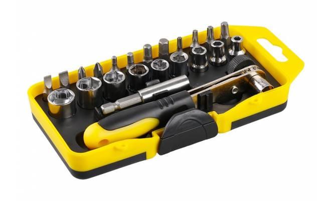 Sada obojstranná račňa s bitmi a adaptermi 1/4" 23 ks