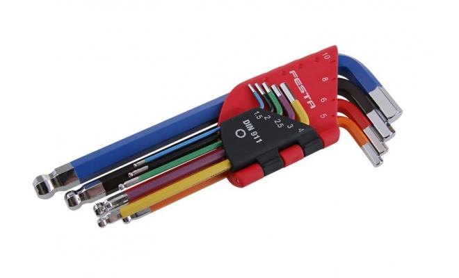 Sada 9ks imbusov s hlavičkou 1,5-10mm farebné