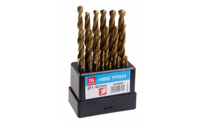 Sada HSS TITAN vrtákov 19ks,1-10x0.5mm