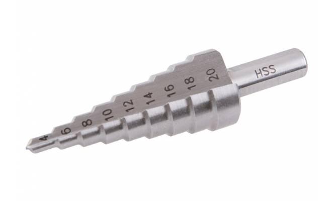 HSS stupňový vrták 4-20mm, 9 stupňov