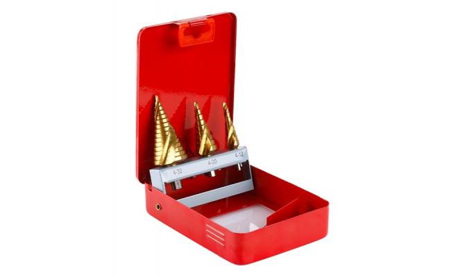Sada stupňovitých vrtákov TiN 4-12/4-20/4-32 mm