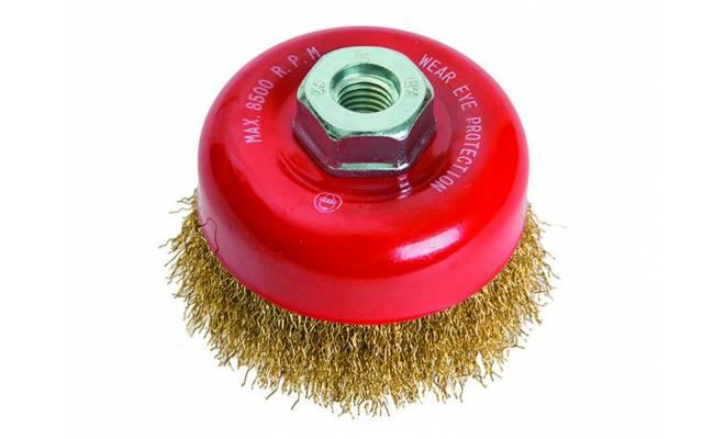 Rotačná kefa hrnčeková, mosadzná, vlnitá Ø100mm FESTA 