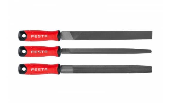 Pilníky 3ks 250mm (plochý, polookruhlý, trojhranný)