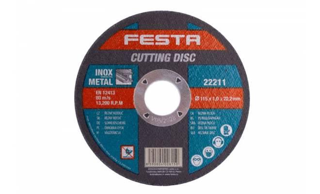 Kotúč rezný na kov a nerez 115x1x22.2 FESTA 