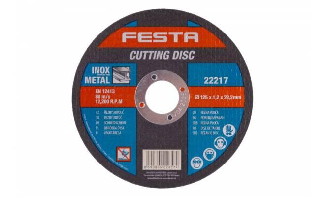 Kotúč rezný na kov a nerez 125x1.2x22.2 FESTA 