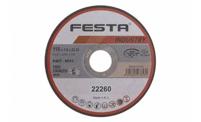 Kotúč rezný na kov a nerez 115x1x22.2 FESTA INDUSTRY 