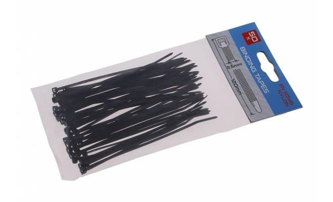 Sťahovacie pásky 120x2.5mm 50ks čierna 