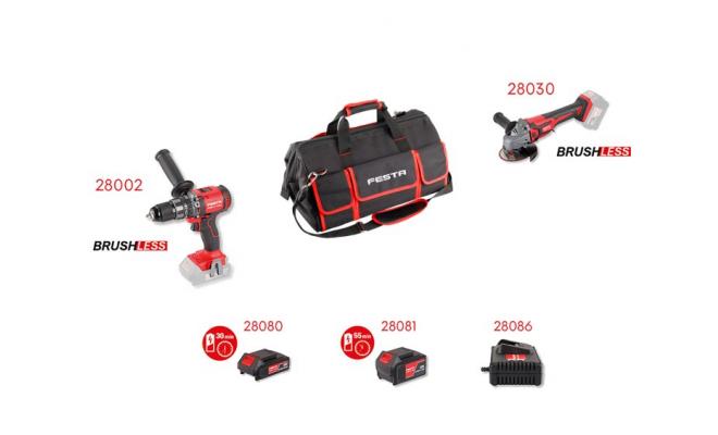 Sada AKU náradia 2+3+brašňa FESTA "BRUSHLESS" SHARE20V