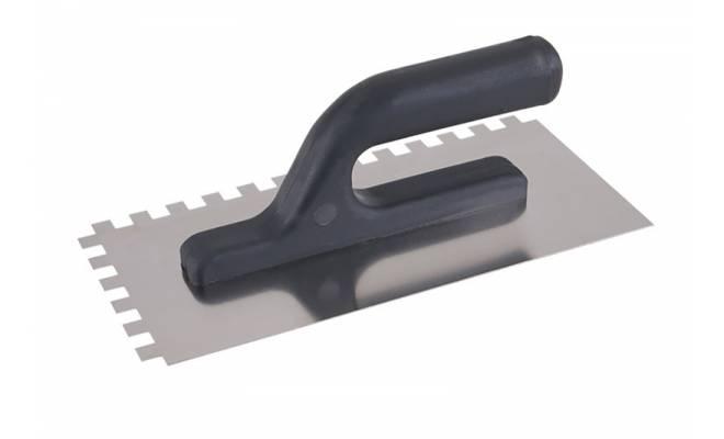 Hladítko nerezové zubové 10x10mm 270x125mm plastová rúčka 