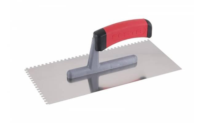 Hladítko nerezové zubové 4x4mm 280x130mm gumenná rúčka FESTA