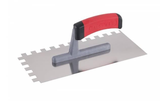 Hladítko nerezové zubové 12x12mm 280x130mm gumenná rúčka FESTA