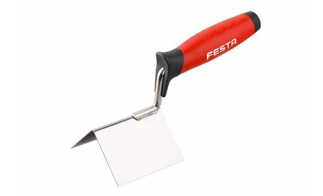 Murárska rohová lyžica nerezová 80x60x60mm s 2K gumennou rúčkou FESTA 