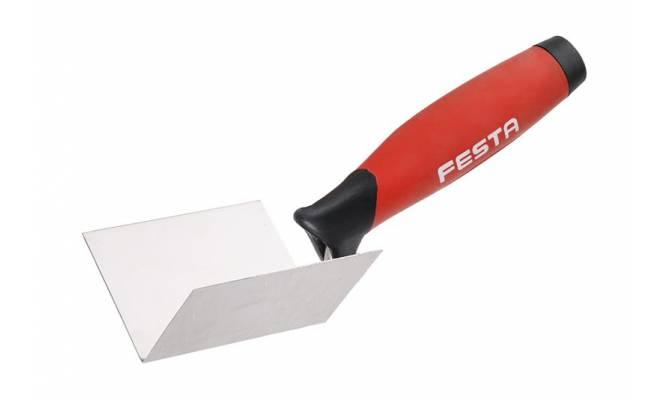 Murárska kútová lyžica nerezová 80x60x60mm s 2K gumennou rúčkou FESTA 