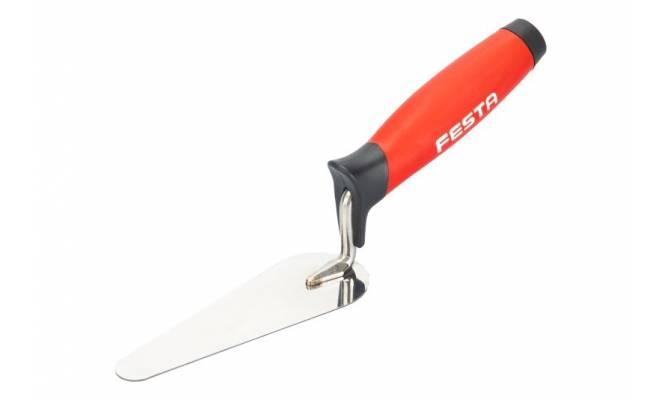 Murárska lyžica nerezová, mačací jazyk 140mm s 2K gumennou rúčkou FESTA 