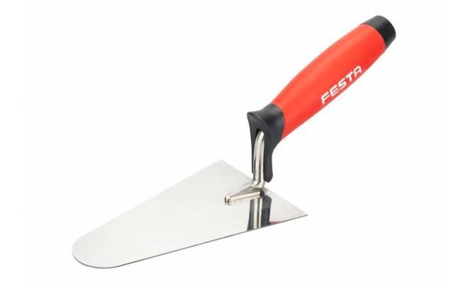 Murárska lyžica nerezová, 160x100mm oblá s plastovou rúčkou FESTA