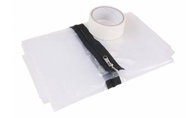 Ochranná fólia do dverí so zipsom 120 x 220cm a páskou 45mm x 25m 