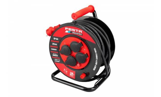 Kábel predlžovací bubon vonkajší 3x2,5mm 25m 230V 3680W IP44 FESTA INDUSTRY