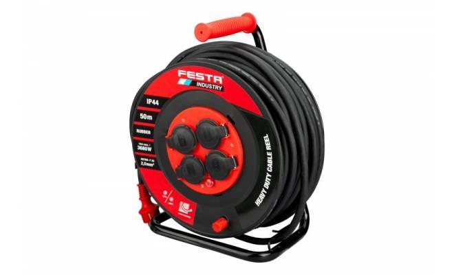 Kábel predlžovací bubon vonkajší 3x2,5mm 50m 230V 3680W IP44 FESTA INDUSTRY