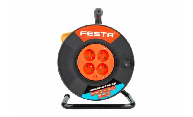 Predlžovací kábel + navijak 4 zásuvky, 25m, IP 20