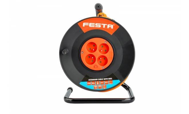 Predlžovací kábel + navijak 4 zásuvky, 50m, IP 20