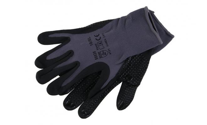 Pracovné rukavice nylonové-NITRIL pena + terčíky10 