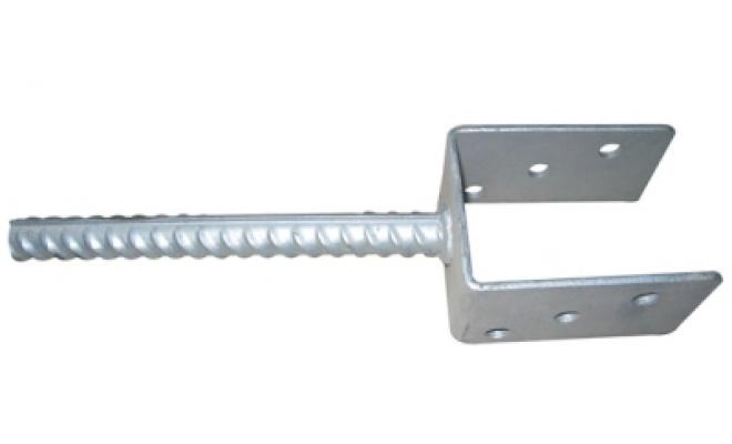 Pätka stĺpika U 91x60x100mm, tŕň Ø18x200mm, hrúbka 4mm, pozink