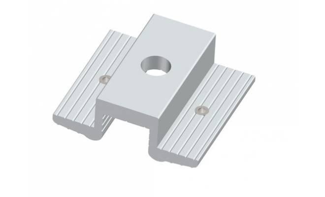 Stredový držiak FV panelov 24mm L=50mm so zemniacimi pinmi, ČIERNY