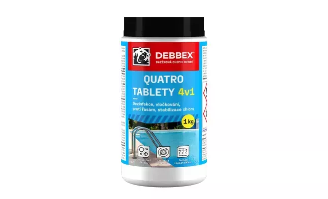 Cranit Quatro tablety - dezinfekcia, proti riasam, vločkovanie, stabilizácia dóza 1 kg namodralá