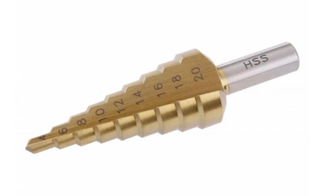 HSS stupňovitý vrták 4-20mm, 9 stupňov TITAN