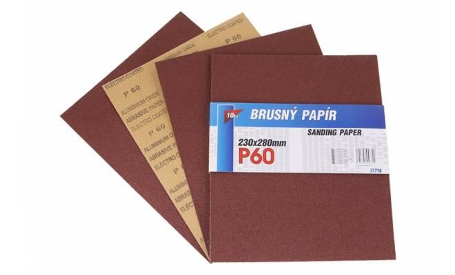 Brúsny papier 230x280mm, P60, 10ks 