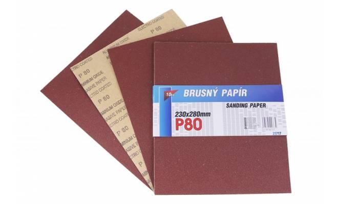 Brúsny papier 230x280mm, P80, 10ks 