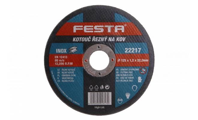 Kotúč rezný na kov a nerez 125x1.2x22.2 FESTA 