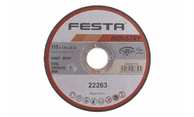Kotúč rezný na kov a nerez 115x1.6x22.2 FESTA INDUSTRY 