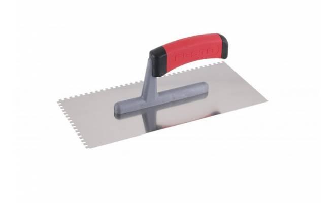 Hladítko nerezové zubové 4x4mm 280x130mm gumenná rúčka FESTA