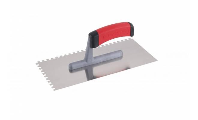 Hladítko nerezové zubové 6x6mm 280x130mm gumenná rúčka FESTA