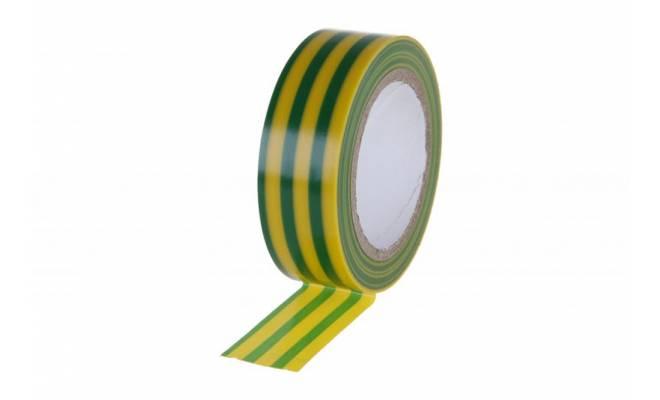 Izolačná páska PVC 19mm x 0.13mm x 10m žltá so zel. pruhmi 